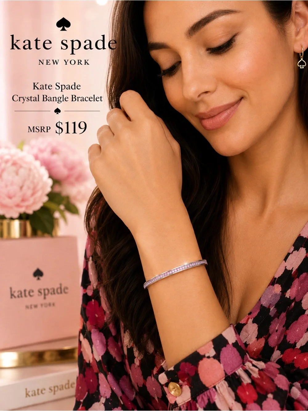 kate spade Lavender Crystal Bangle Bracelet